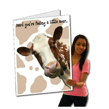 Details about    Large Blank Greeting Card With Cute Cow